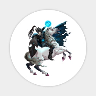 Dark Elf with armor riding horse Magnet